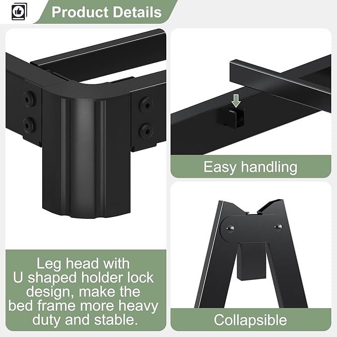 Lutown-Teen 5 Inch Low Twin Bed Frames with Rounded Corner Legs, 1000 LBS Heavy Duty Metal Twin Platform Bed Frame with Steel Slats Support, No Box Spring Needed, Noise Free, Easy Assembly