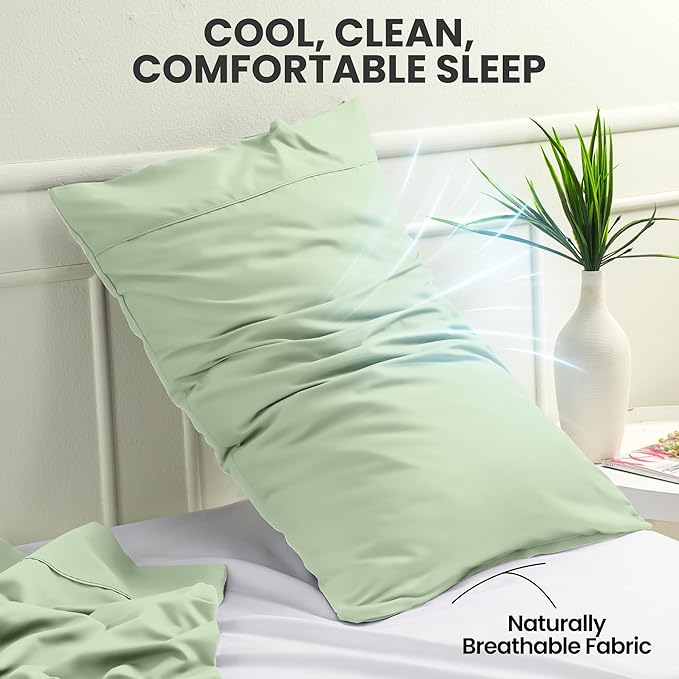 Utopia Bedding Queen Pillow Cases - 2 Pack - Envelope Closure - Soft Brushed Microfiber Fabric - Shrinkage and Fade Resistant Pillow Covers Queen Size 20 X 30 Inches (Queen, Sage)