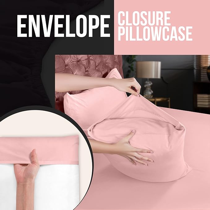 Utopia Bedding Queen Pillow Cases - 4 Pack - Envelope Closure - Soft Brushed Microfiber Fabric - Shrinkage and Fade Resistant Pillow Covers Queen Size 20 X 30 Inches (Queen, Pink)