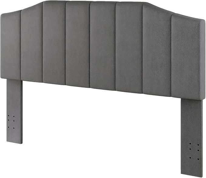 Furpopup Velvet Queen Size Headboard, Upholstered Headboard Queen/Full Size Wall Mount and Bed Frame Mount, Featuring High-Density Sponge Padding Luxury Texture Easy Assembly Comfort Style-Dark Gray