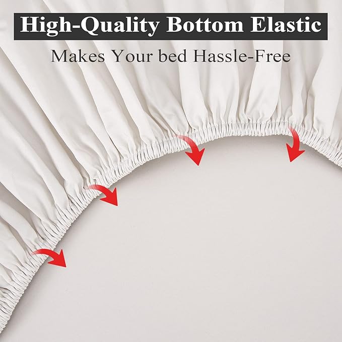 2-Pack Pure Cotton Fitted Sheet Full Size, 600 Thread Count 16" Deep Pocket Egyptian Cotton Fitted Sheet (2pcs, Full, Light Beige)