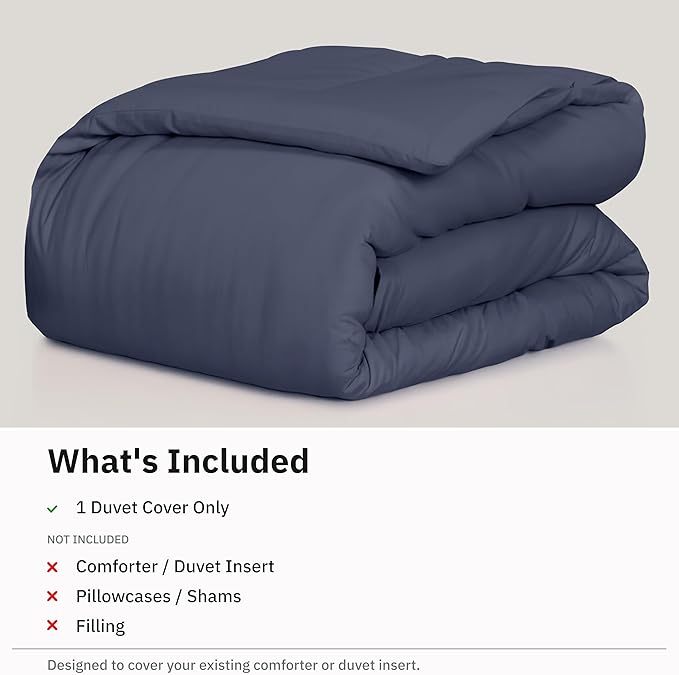 California Design Den Duvet Cover King Size Only - Winner Good Housekeeping Best Bedding Awards 2025, Premium 400 Thread Count, 100% Cotton Sateen, Button Closure & Corner Ties - Indigo Dusty Blue