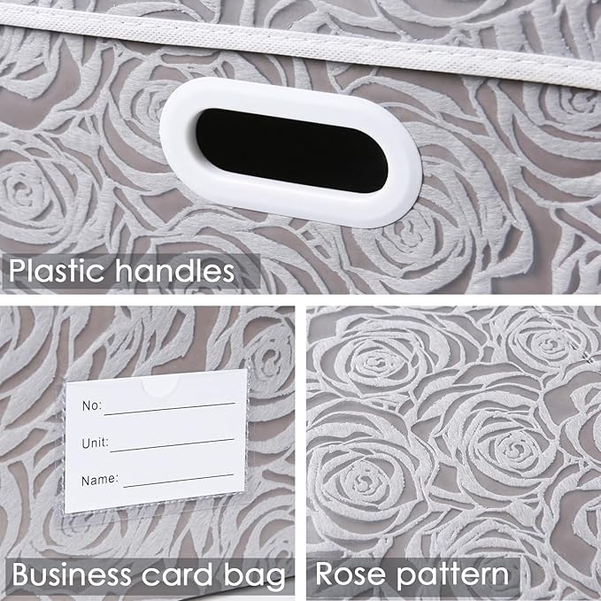 PRANDOM Jumbo Collapsible Storage Boxes with Lids Fabric Decorative Storage Bins Cubes Organizer Baskets with Cover Handles Divider for Bedroom Closet Living Room 23.2x15.7x11.8 Inch 3 Pack