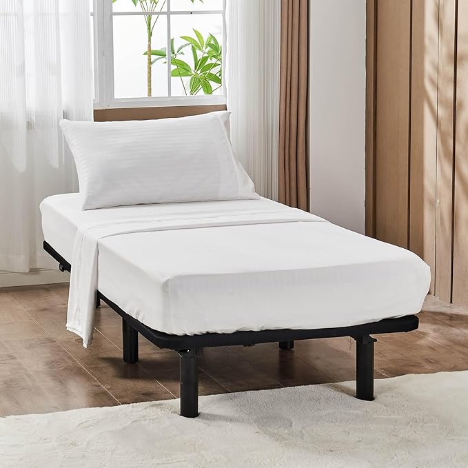 Kingnex Striped 30x75 Cot Size RV Bunk Sheets Set for Narrow Twin Bed Soft Brushed 1800 Microfiber 3 Piece Bedding Set Includes 1 Fitted Sheet 1 Flat Sheet 1 Pillowcase White