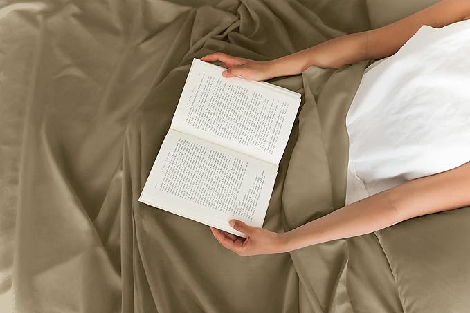 Full 6 Piece Sheet Set - Comfy, Breathable & Cooling - Soft Hotel Luxury Bedding for Women, Men, Kids, Teens & Children - 1 Flat & 1 Fitted Sheet & 4 Pillowcases w/ Deep Pockets - Wrinkle Free - Khaki