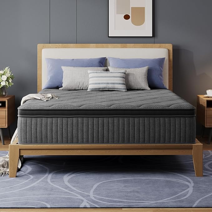 Avenco 14 Inch Queen Mattress, Hybrid Mattress with Smarts Coil™ Pocket Springs for Targeted Support and NanoGel™ Memory Foam for Cool Night Sleep, Motion Isolation for Couples, CertiPUR-US Certified