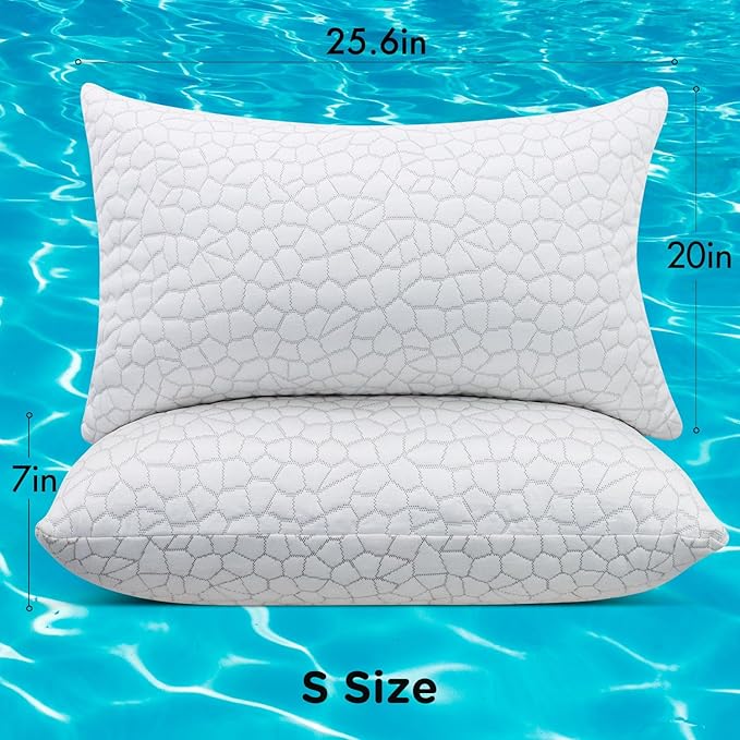 SUPA MODERN Cooling Pillow Standard Size Set of 2, CertiPUR-US Shredded Memory Foam Pillows, Cool Bed Pillows for Hot Sleepers, Adjustable Firm Pillow for Side,Back,Stomach Sleepers, Better Sleep