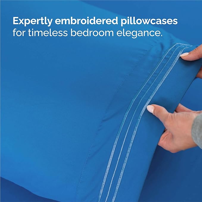 King Size 4 Piece Sheet Set - Comfy Breathable & Cooling Sheets - Hotel Luxury Bed Sheets for Women and Men - Deep Pockets, Easy-Fit, Soft and Wrinkle Free Sheets - Royal Blue Oeko-Tex Bed Sheet Set