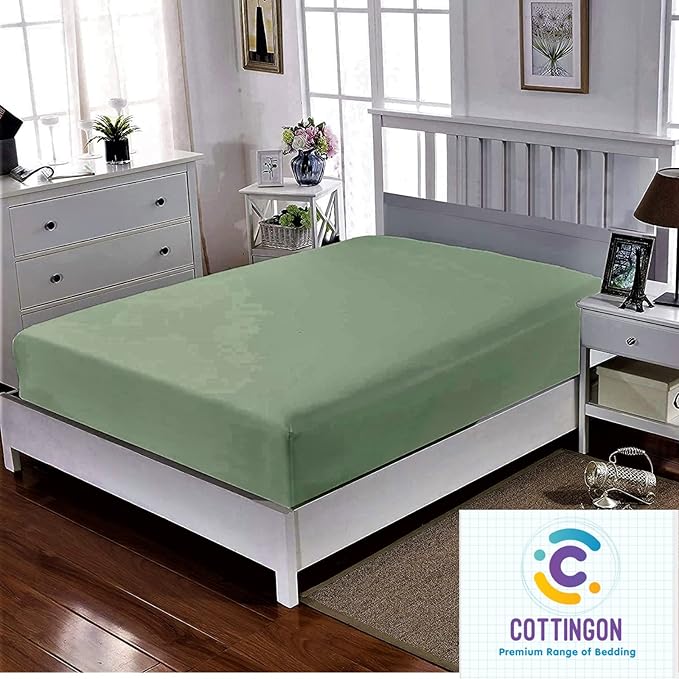 Cot Size 30" x 75" Fitted Sheet, 100% Egyptian Cotton, Perfect for Camp Bunk Beds/RVs/Guest Beds/Army Cots/Replacement Mattress (Sage)