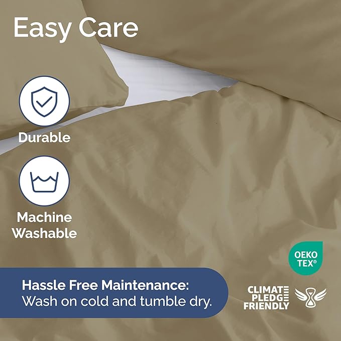 Duvet Cover King Size Set - Extra Soft King Duvet Cover 104" x 90" with 2 Pillow Shams - Hotel Luxury, Easy Care and Fade Free w/ Zipper Closures & Ties - All Season, Comfy, Cozy & Breathable (Khaki)