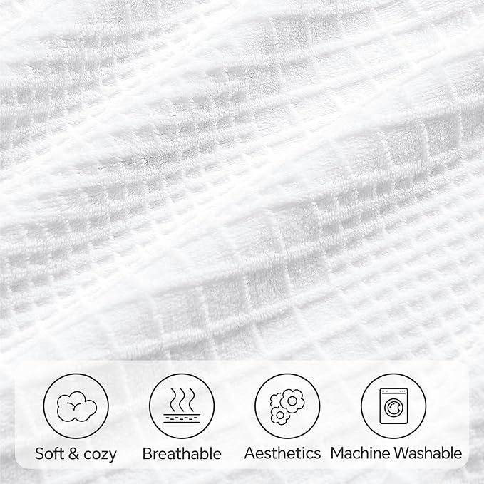 BEDELITE Flannel King Size Pillow Cases Set of 2, Decorative Waffle Weave Fleece Pillowcasess with Zipper for Bedroom, Sofa, Luxury Cozy Pillow Shams for All Seasons(20x40 Inches, White-Waffle)