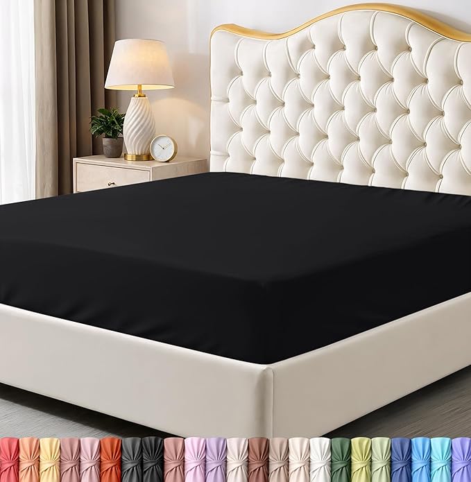 Utopia Bedding King Fitted Sheet - Bottom Sheet - Deep Pocket - Soft Microfiber - Shrinkage and Fade Resistant - Easy Care -1 Fitted Sheet Only (Black)