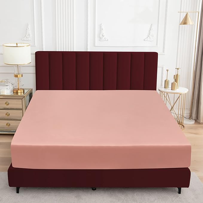 Sufdari Waterproof Mattress Protector, Mattress Cover Twin Size for Bed,18" Deep Pocket Fitted Sheet Style Mattress Protector with Elastic Rubber Band-Light Pink,Twin