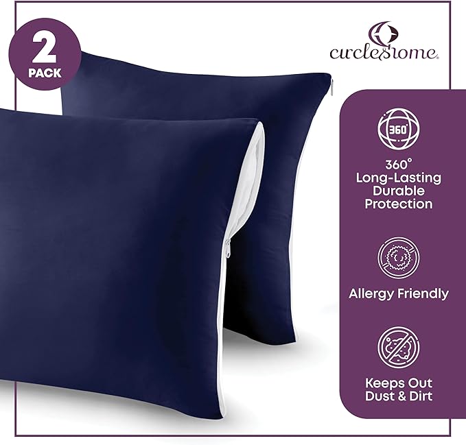 CIRCLESHOME Throw Pillow Protectors - 100% Cotton Breathable Pillowcases - 20 X 20 Square Pillowcases - Protects Pillows from Dirt, Dust and Debris (Square Pillow - 4 Pack- 20x20)