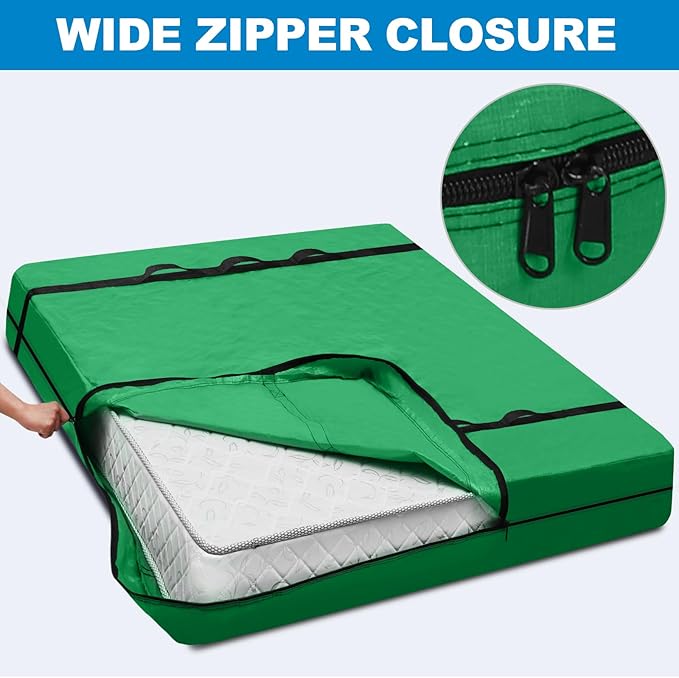 TICONN Mattress Bags for Moving, Heavy Duty Cali King Mattress Cover Storage Bag with Full-Around Handle and Adjustable Buckles (Green, Cali King)