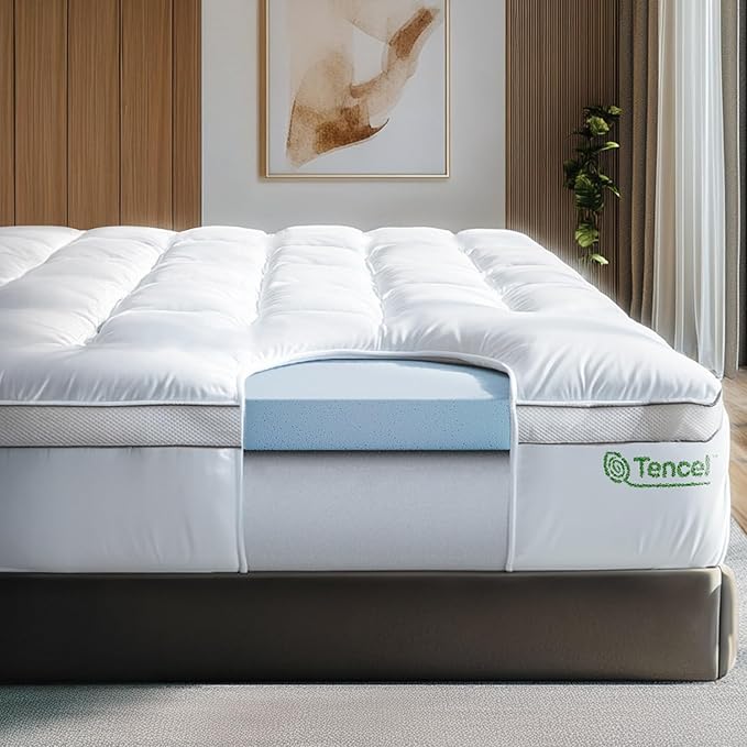 ViscoSoft 4 Inch Pillow Top Memory Foam Mattress Topper Full - Cooling Hybrid Lux Dual Layer Bed Mattress Pad - CertiPur-US Certified