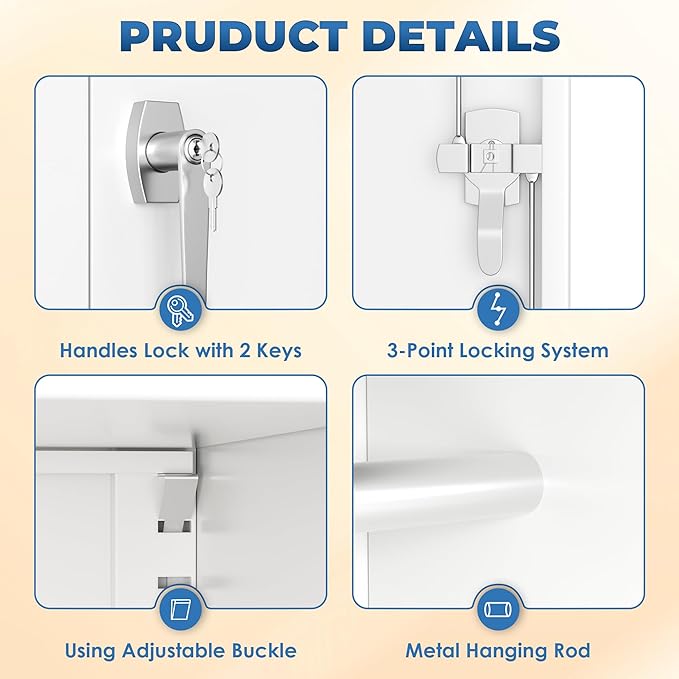 INTERGREAT 72”Tall Metal Wardrobe Cabinets with Lock,Clothing Storage Cabinets with Hanging Rod and 4 Adjustable Shelves，Closet for Home Living/Laundry Room/Department (White)