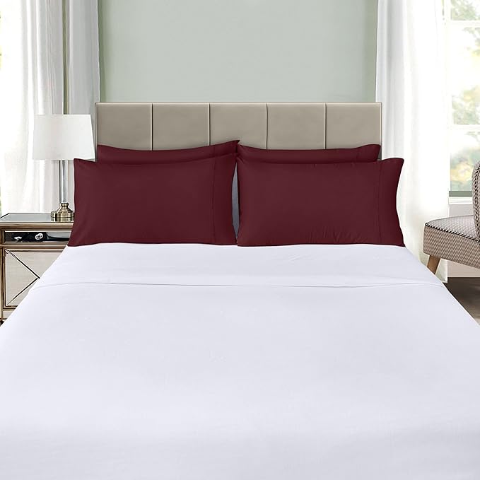 Utopia Bedding Queen Pillow Cases - 4 Pack - Envelope Closure - Soft Brushed Microfiber Fabric - Shrinkage and Fade Resistant Pillow Covers Queen Size 20 X 30 Inches (Queen, Burgundy)