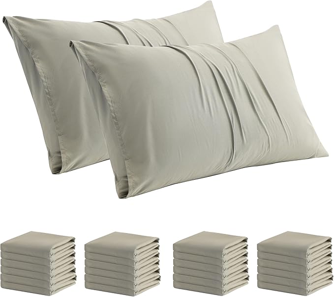 ZPECC Pillow Cases Bulk 24 Pack - Standard Pillowcases with Envelope Closure, Soft Brushed Microfiber Pillow Cover for Hotel Airb&bs Hospital Bedding Essential, Off-White