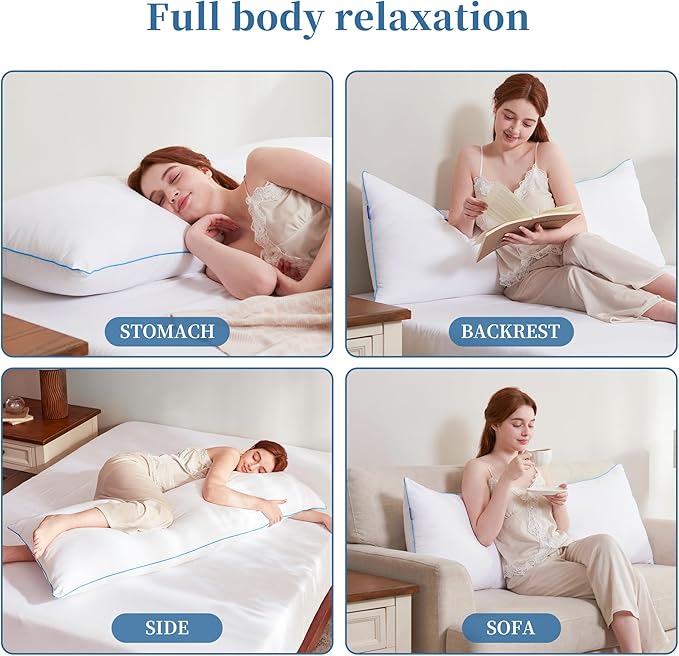 YZ HOME Memory Foam Body Pillow Insert - Full Body Pillow for Adults - Soft Large Long Bed Pillow for Side Sleeper (White, 20 Inchx54 Inch)
