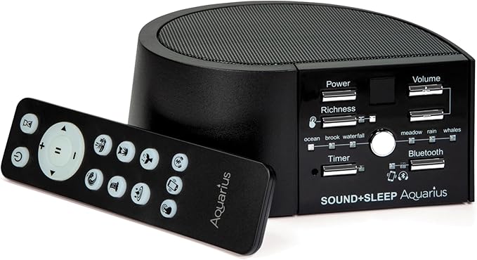 Adaptive Sound Technologies Sound + Sleep Aquarius - White Noise Machine for Focus Support - Convenient Sleep Timer - Built-in Headphone Jack - Precision Volume Settings - Includes Bluetooth - Black