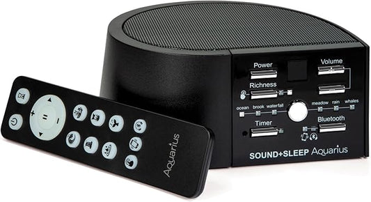 Adaptive Sound Technologies Sound + Sleep Aquarius - White Noise Machine for Focus Support - Convenient Sleep Timer - Built-in Headphone Jack - Precision Volume Settings - Includes Bluetooth - Black