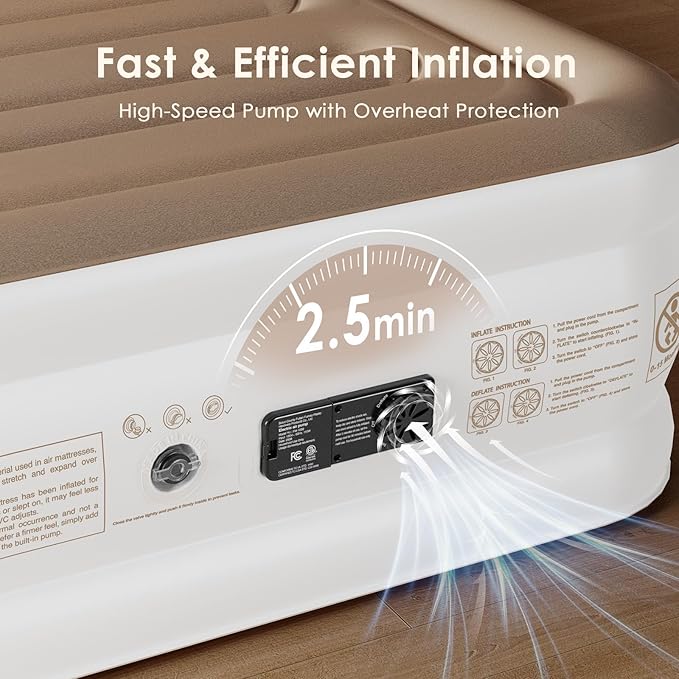Air Mattress Twin XL (Extra Long) with Built-in Pump – 18" Raised Inflatable Mattress, Durable Blow Up Mattress with Bag, Fast Inflation, colchón inflable, Comfy Air Bed for Guests, Glamping, Moving