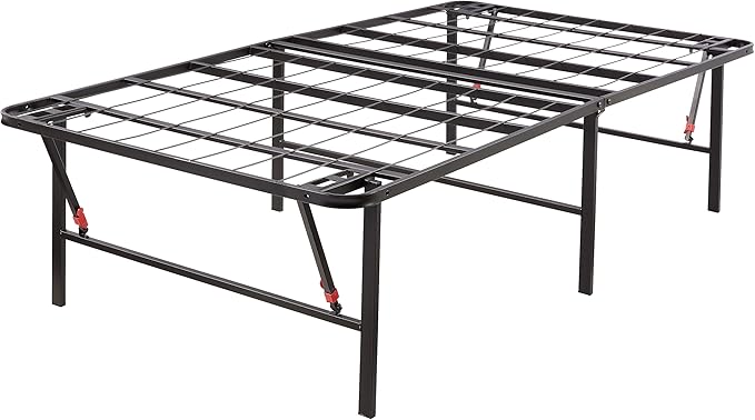 Amazon Basics Foldable Metal Platform Bed Frame, Noise-Free Mattress Foundation with Tool-Free Assembly, 18 Inches High, Sturdy Steel Frame, No Box Spring Needed, Twin Size, Black