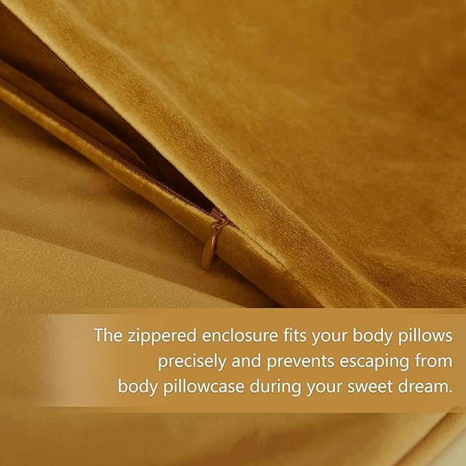 StangH Mustard Gold Velvet Body Pillow Cover 20x54, Super Soft Cozy Luxury Fuzzy Long Pillowcase with Hidden Zipper, Decorative Pillow Case for Pregnancy/Baby, 1 Piece