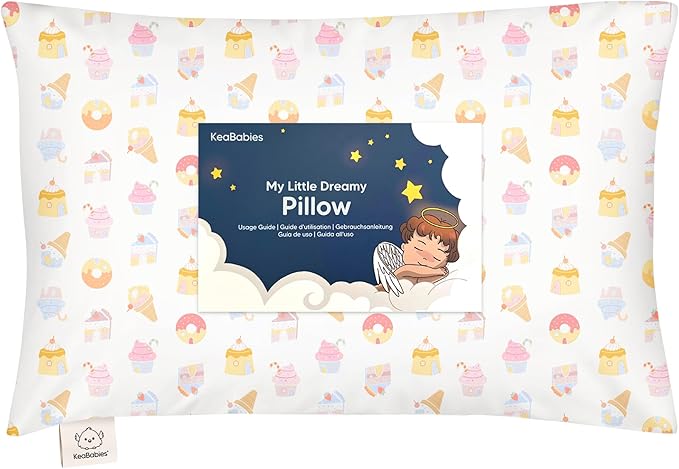 Toddler Pillow with Pillowcase - 13x18 My Little Dreamy Kids Travel Bed Pillows for Sleeping, Organic Cotton Small Pillowcase, Soft & Breathable, Machine Washable, Toddlers 2-5 years old (Sweetopia)