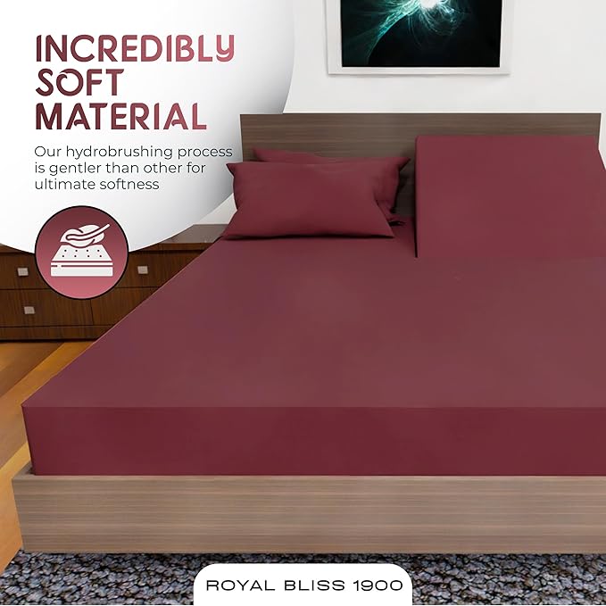 Top Split Flex Head California King Size Sheet Set - Egyptian Quality Ultra-Soft Bed Sheets - Double Brushed - Deep Pockets- Easy Fit - 4 Piece Set- Fade Resistant (Burgundy)