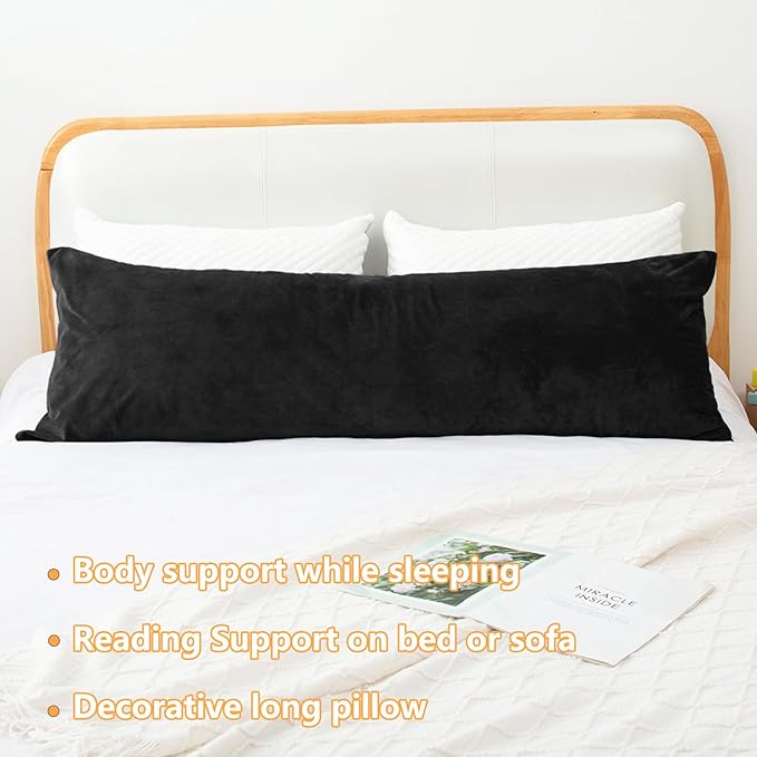 1 MIDDLE ONE Body Pillow, Memory Foam Body Pillows for Adults Sleeping, Long Pillow for Bed, Big Large Firm Full Body Pillow for Side Sleeper, 20x54 Inch, Black