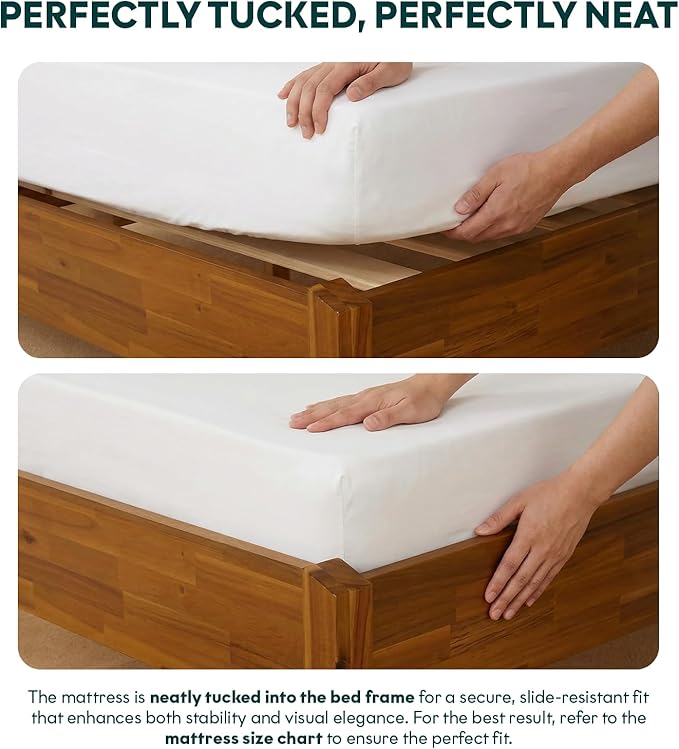 Bme Dinkee King Bed Frame Wood 15 Inch - Solid Wood Platform Bed Frame - Japanese Joinery Bed - Modern & Minimalist Style - Wood Slat Support - Easy Assembly - No Box Spring Needed - Caramel