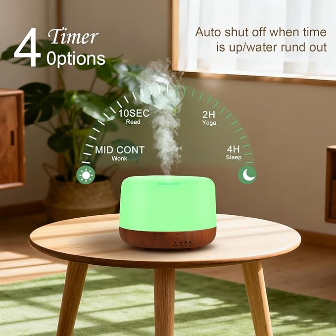 Marchred 300ML Essential Oil Diffuser for Home, Aromatherapy Diffuser with Remote Control, 7-Color LED Light and 4 Timers, Quiet Auto-Off, Easy to Use for Bedroom Office
