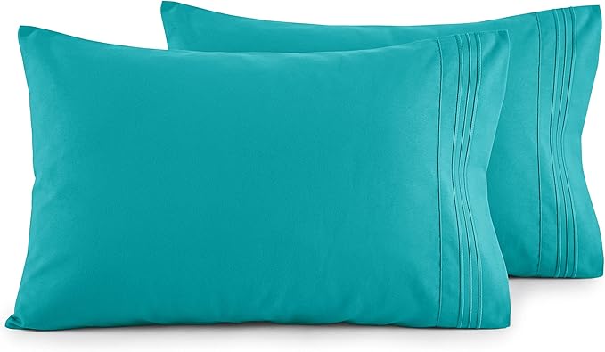 Elegant Comfort Luxury Ultra-Soft 2-Piece Pillowcase Set - 1500 Premium Hotel Quality Microfiber Double Brushed - Wrinkle Resistant, Standard/Queen, Turquoise