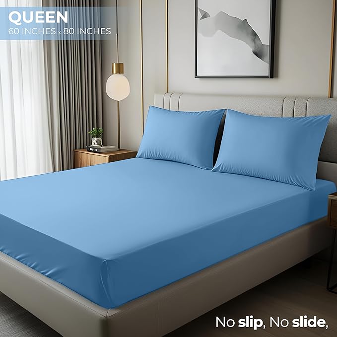 Utopia Bedding Queen Fitted Sheet - Bottom Sheet - Deep Pocket - Soft Microfiber - Shrinkage and Fade Resistant - Easy Care -1 Fitted Sheet Only (Dutch Blue)