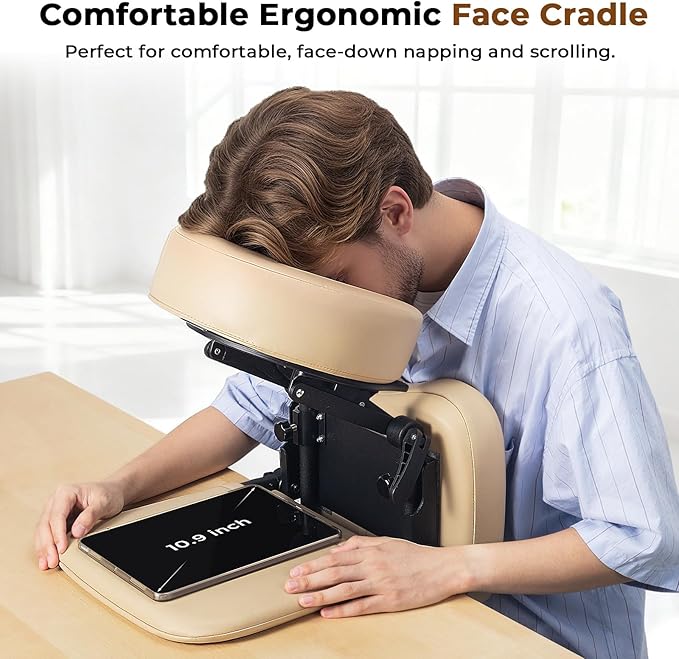 Luxurious 3 in 1 Multipurpose Massage Face Cradle & Cushion for Home Mattress, SPA Table & Desktop, Foldable Adjustable Massage Table Head Rest Face Down Pillow for Bed at Home, Office Siesta Artifact
