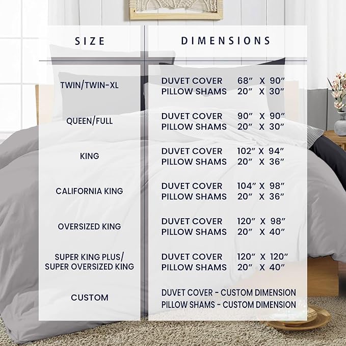 Kotton Culture 120"x120" 1 Pc Super King Plus/Super Oversize King Duvet Cover Only 100% Egyptian Cotton -600 TC Comforter Cover Zipper Closure & Corner Ties Fits Only Extra Large Inserts -Blended Grey