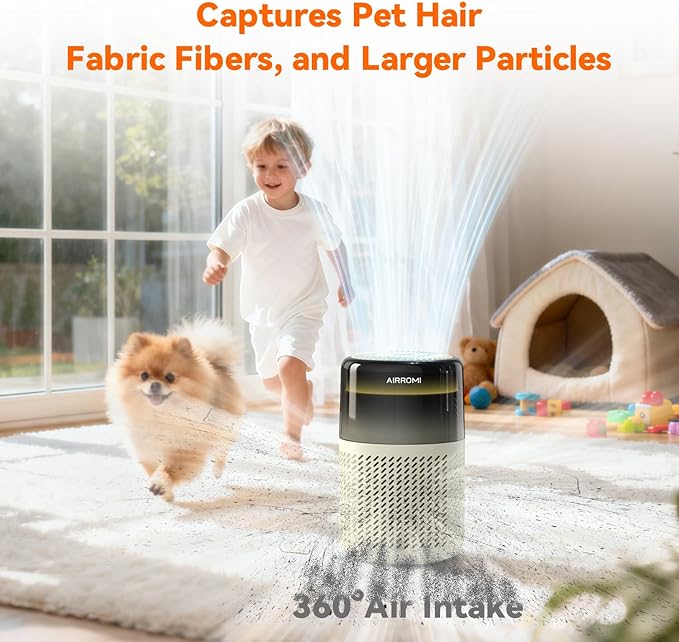 AIRROMI HEPA Air Purifier for Bedroom&Home,Pet Air Purifier for Home Pets,Removes Pet Odor,Cat Litter Smell,Dust,Smoke&Allergies,Quiet Room Air Purifier with Scents,360°Air Cleaner,A2005 Pink