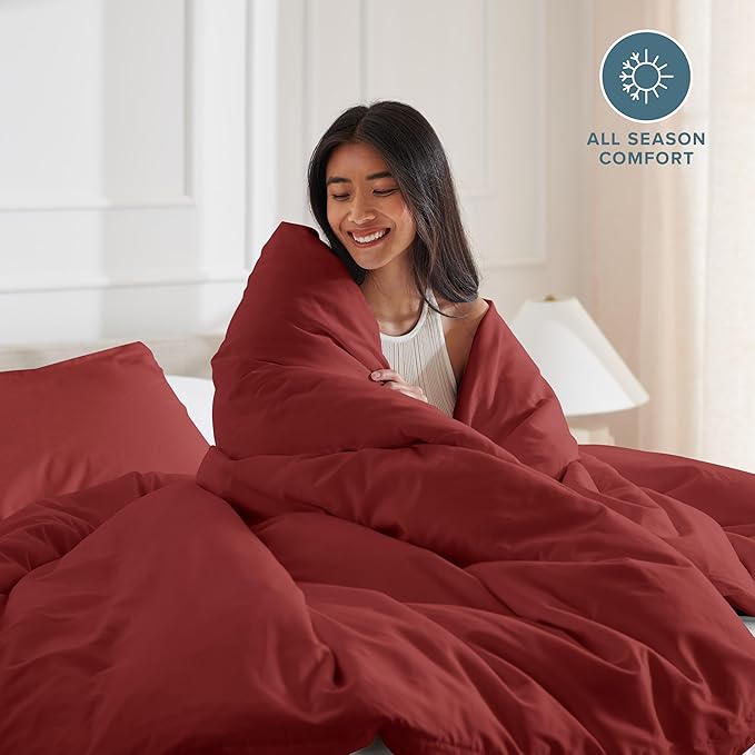 Bare Home Bedding Duvet Cover King Size - Premium 1800 Super Soft Collection - Lightweight, Cooling - Soft Breathable Bedding Duvet Cover (King, Rosewood)