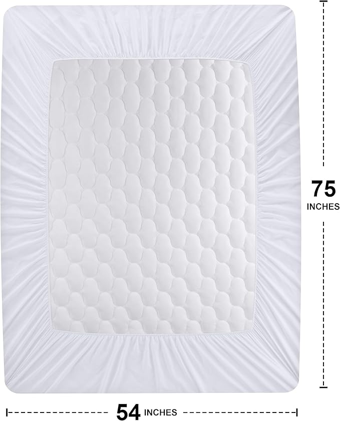 Utopia Bedding Waterproof Mattress Protector, Full Mattress Pad, Noiseless Quilted Fitted Cover with Deep Pocket Stretches up to 16 Inches (White)