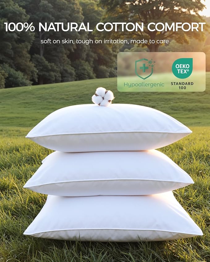 FAUNNA 100% Cotton Pillow Protectors, Bed Bug Proof, Hypoallergenic, Featuring Antimicrobial Product Protection for Enhanced Freshness, - Premium Breathable Zippered Protectors(Standard Size, 2 Pack)