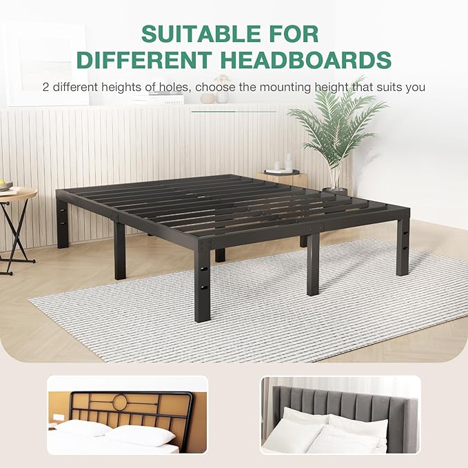 Novilla Bed Frame King Size, 12 Inch Simplicity Metal Platform King Size Bed Frame with Underbed Storage, No Box Spring Needed, Heavy Duty Steel Slat Support, for Bedroom, Guest Room, Noiseless