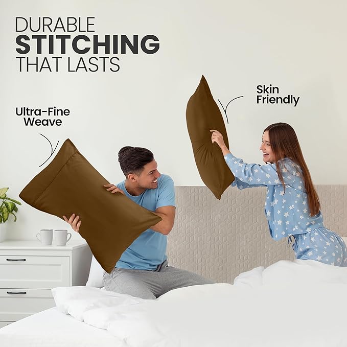 Utopia Bedding King Pillow Cases - 2 Pack - Envelope Closure - Soft Brushed Microfiber Fabric - Shrinkage and Fade Resistant Pillow Covers King Size 20 X 40 Inches (King, Mocha)