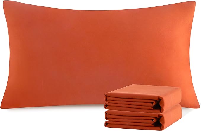 NTBAY King Pillowcase Set - 2 Pack Brushed Microfiber 20x40 Pillowcases - Soft, Wrinkle-Free, Fade-Resistant, Stain-Resistant, Brunt Orange Pillowcases with Envelope Closure - 20x40 Inches