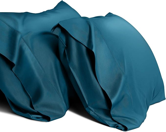 WishSmile Standard Pillow Cases Cooling Pillowcases Set of 2 Breathable Cool Silky Soft Rayon Derived from Bamboo Fabric,Hair and Skin Friendly,Teal,20x26IN