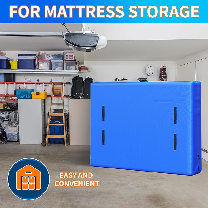 Full Mattress Bag for Moving and Storage, Reusable Heavy Duty Tarp Waterproof Full Size Bed Mattress Cover, Zippered Mattress Protector with 8 Strong Carrying Handles, 77’’ L x 57’’ W x 15’’ D