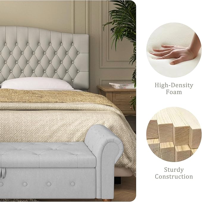 Furpopup Velvet Upholstered Headboard King/Cal King Size Latest Model Wall Mount, Bed Frame Mount, Featuring High-Density Sponge Padding, Luxury Texture Easy Assembly and Style-Light Warm Gray/Taupe