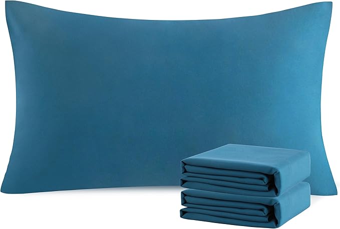 NTBAY King Pillowcase Set - 2 Pack Brushed Microfiber 20x36 Pillowcases - Soft, Wrinkle-Free, Fade-Resistant, Stain-Resistant, Teal Blue Pillowcases with Envelope Closure - 20x36 Inches, Teal Blue