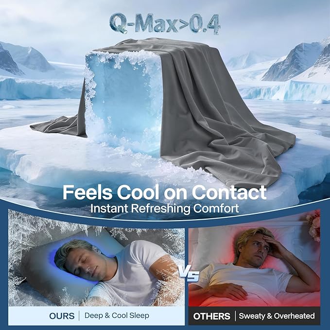 Premium Cooling Pillowcases Queen Size Set of 2 for Hot Sleeper & Night Sweats Beauty Sleep Reduces Wrinkles & Frizz Softer Than Silk Pillow Cover Oeko-TEX Certified Dark Gray Breathable